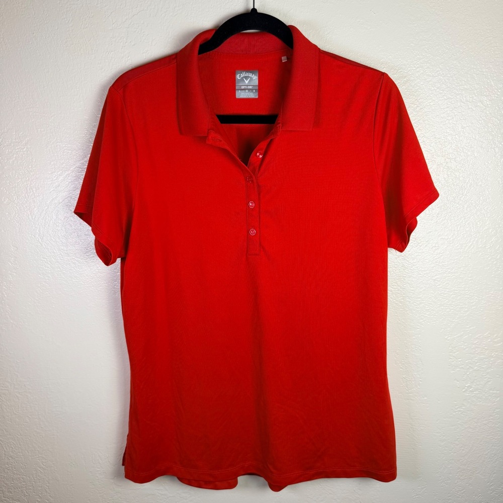 Callaway Women's L Opti-Dri Red Short Sleeve Polo Shirt Womens Golf Activewear